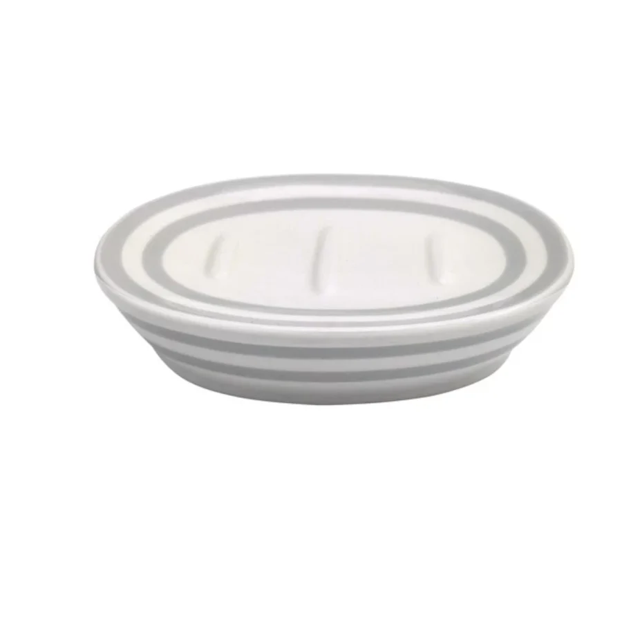 Porta jabonera de cerámica de color blanco/gris colección DELIA