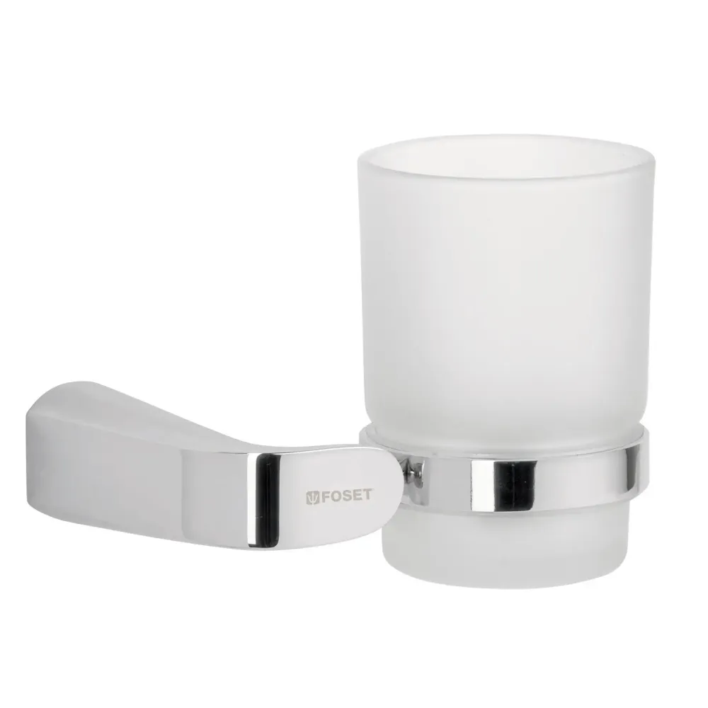 Portavaso cepillero cromo con vaso de vidrio, foset riviera