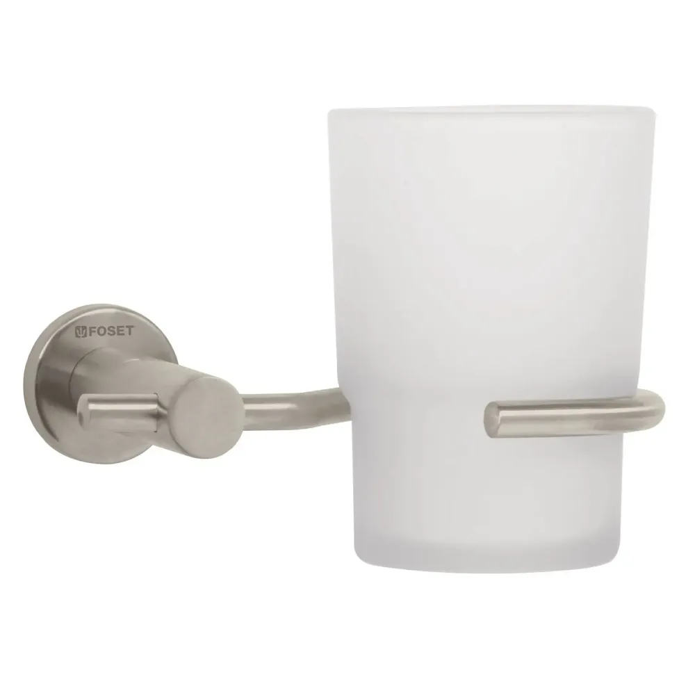 Portavaso cepillero satín con vaso de vidrio, foset element