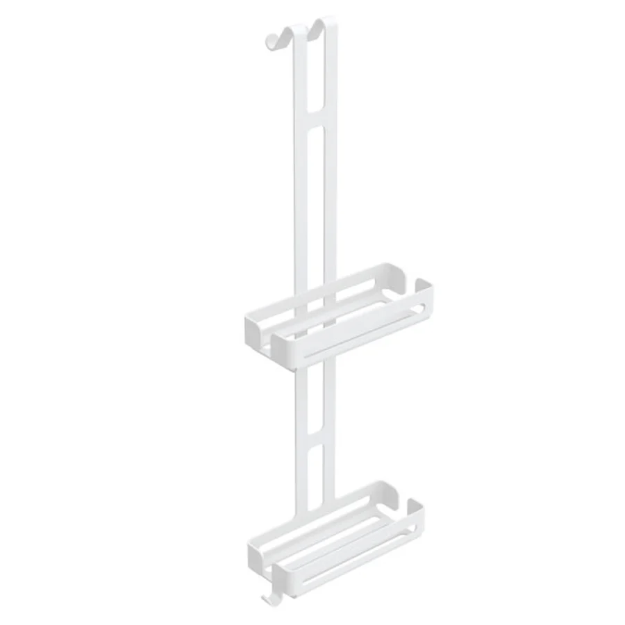 Rejilla portaobjetos de ducha para colgar con doble estante contenedor Lineabeta colección Filo en aluminio pintado blanco