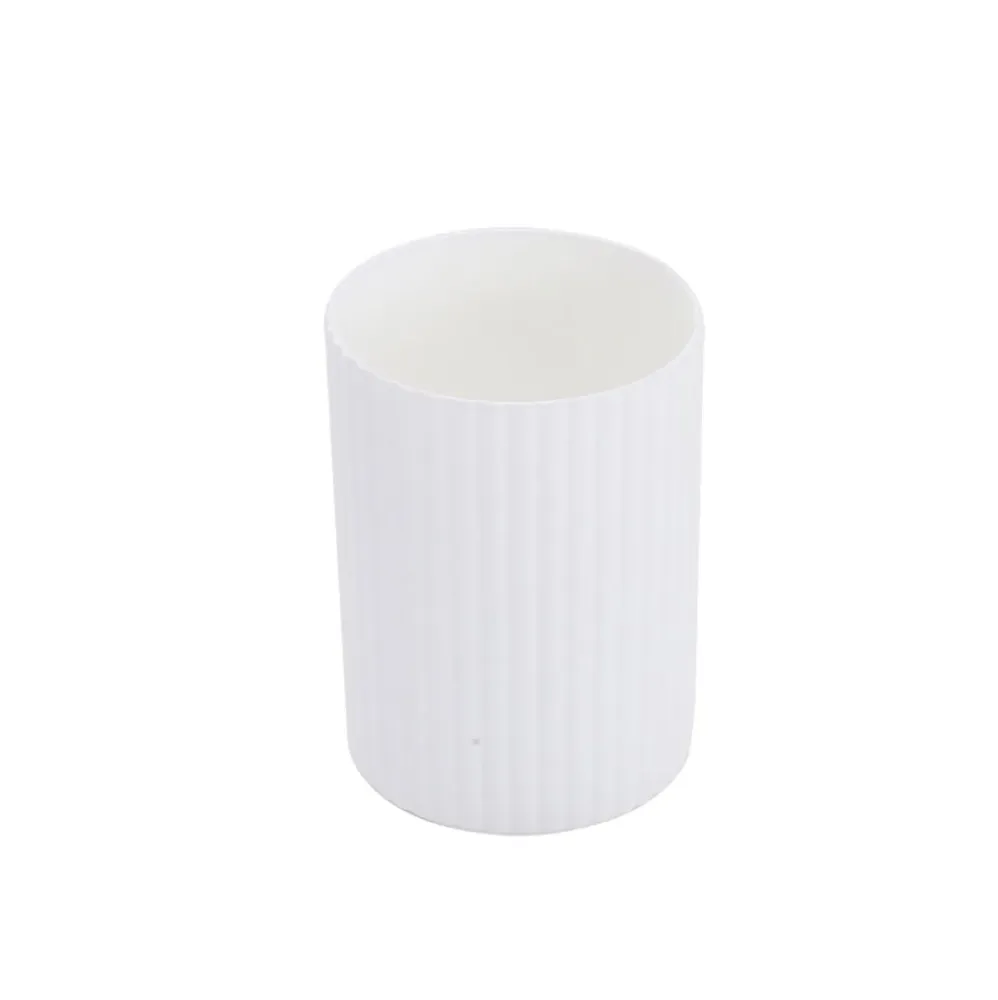 Set de baño 4 piezas dispensador + jabonera + 2 vasos blanco/natural