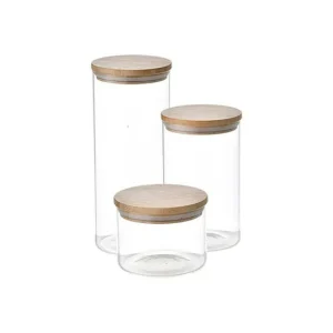 Set de 3 Botes San Ignacio Cristal Transparente Bambú