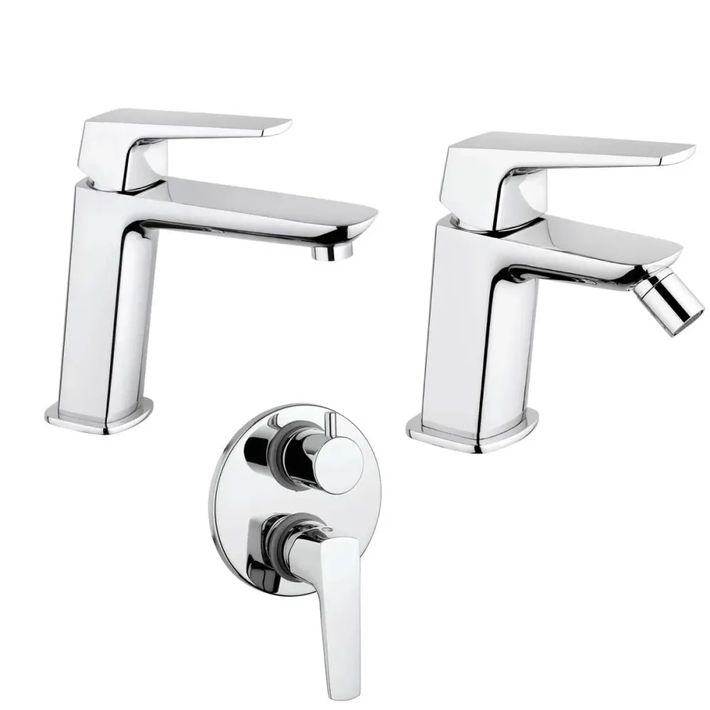 Set di Miscelatori Doccia Incasso con Deviatore, lavabo e Bidet con scarico finitura cromata collezione Spartaco di Mamoli...