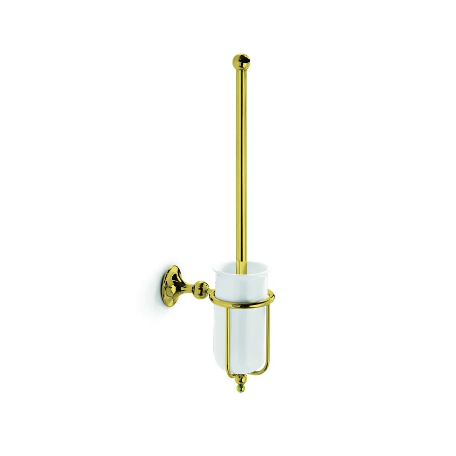 Supporto per portascopino wc con scopino Venessia Lineabeta ottone oro