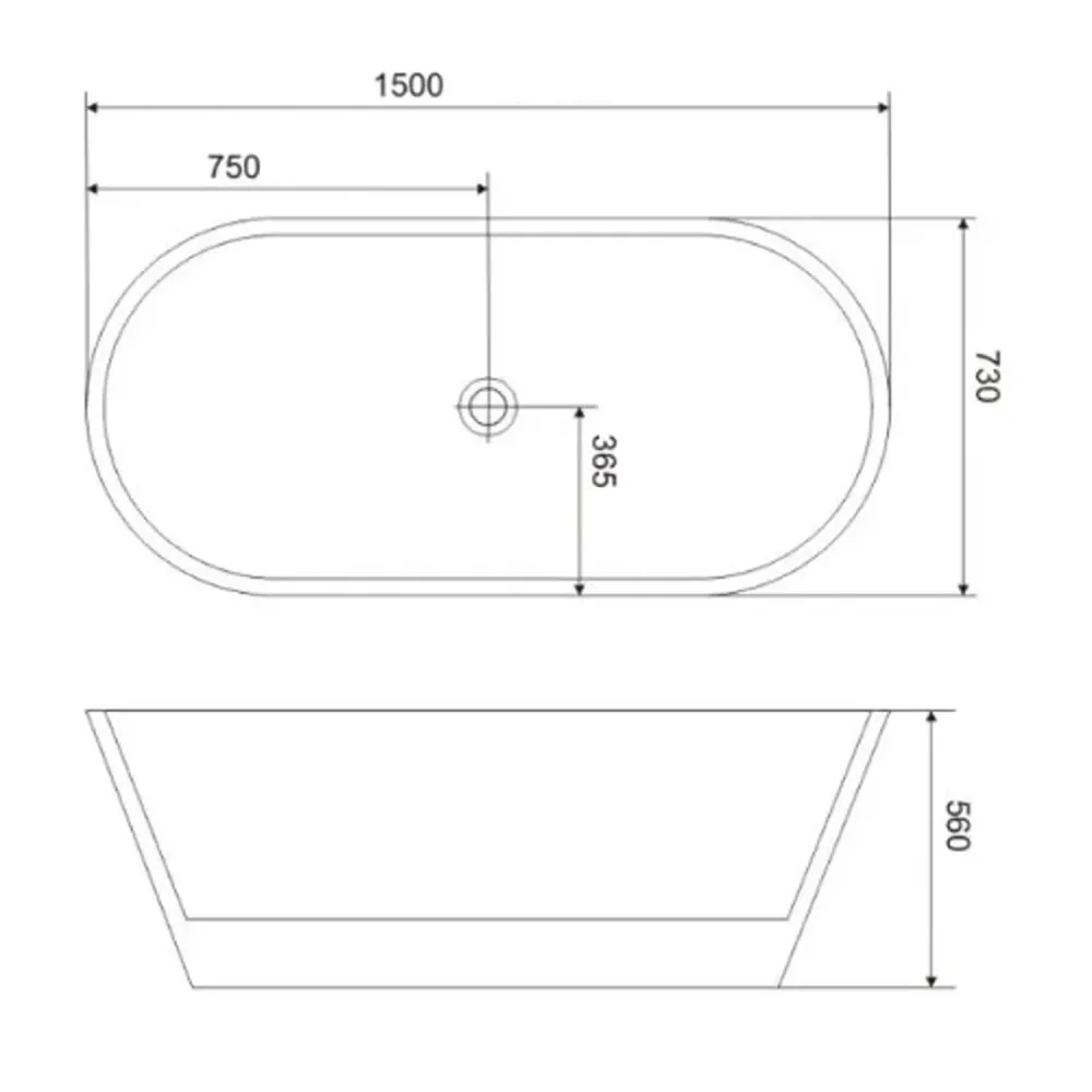 Vasca da bagno Freestanding acrilico modello Ancona da 150 cm - Bianco