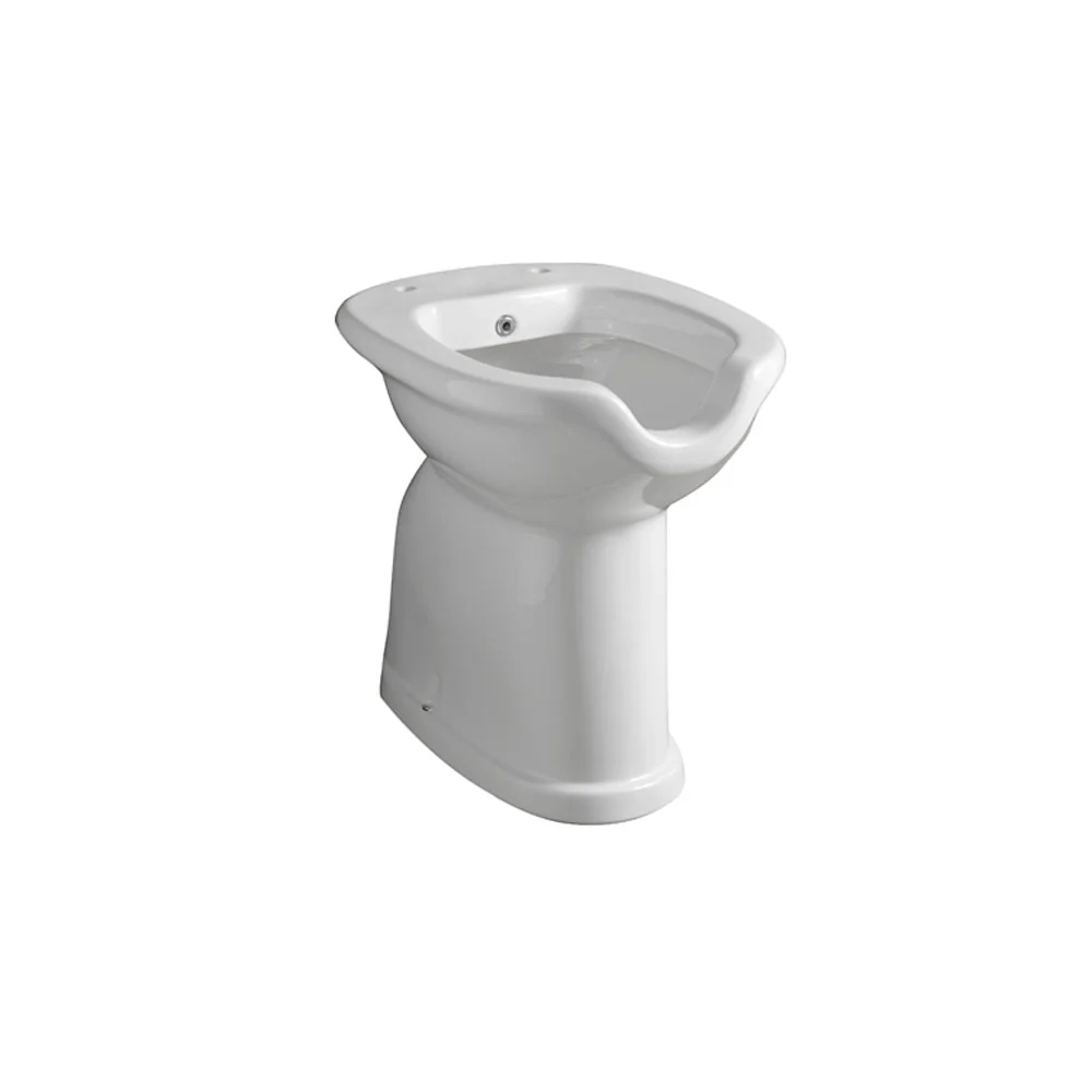 Vaso bidet aperto con erogatore e scarico muro adatto per disabili e anziani Made Italy