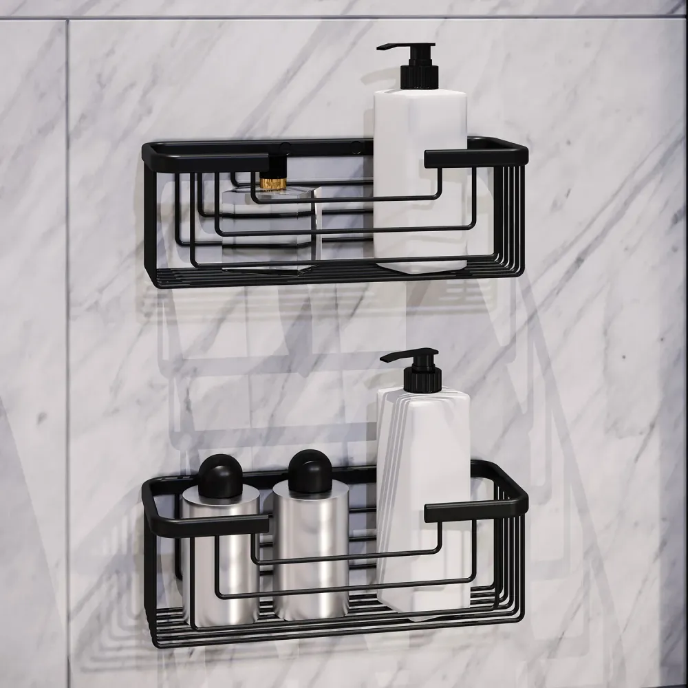 Versione Outlet - Portaoggetti doccia rettangolare elevado modello Augustus di Gedy - Nero Matt
