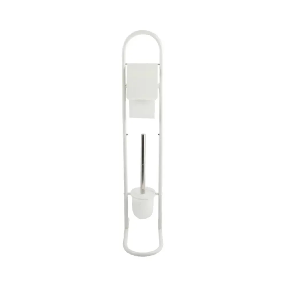 Canasta de Baño Piantana da bagno con portarotolo e scopino metallo colore bianco
