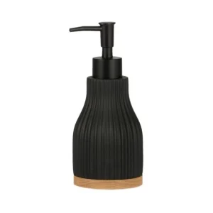 Colgador de Toallas Dispensador de baño madera y resina negra.
