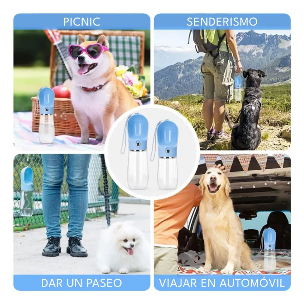 Dispensador De Agua Para Mascotas Portatil Pro Outdoor Set de 4 Piezas