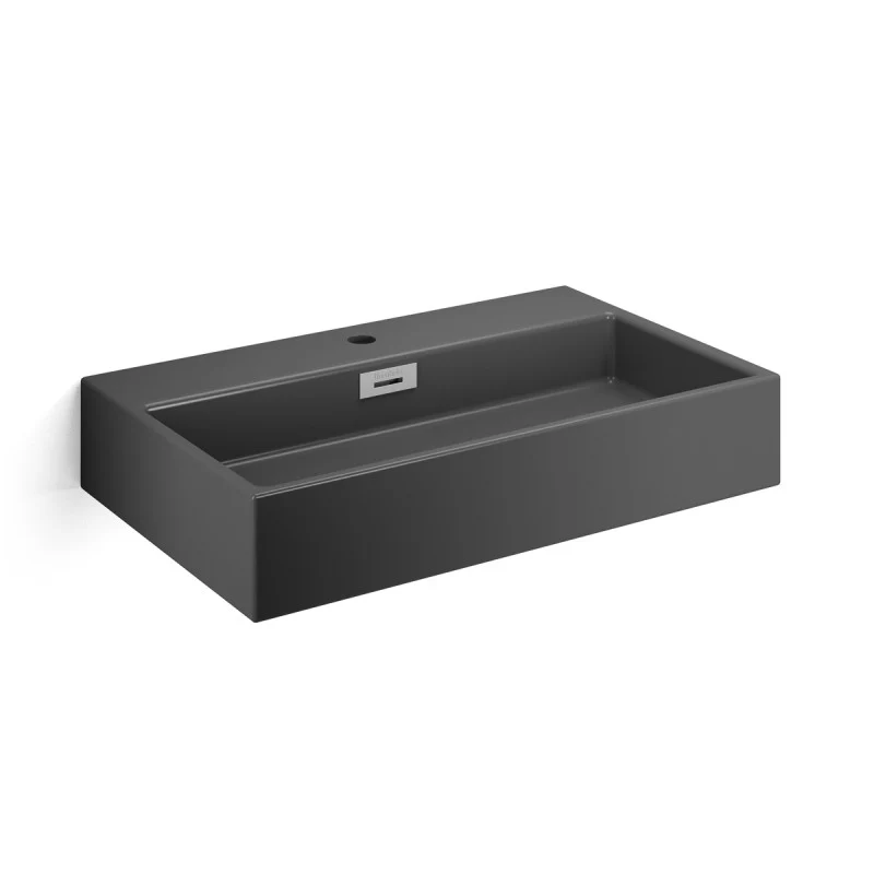 Lavabo da appoggio o muro ceramica opaca con foro rubinetto e troppopieno senza piletta Lineabeta Quarelo color antracite...