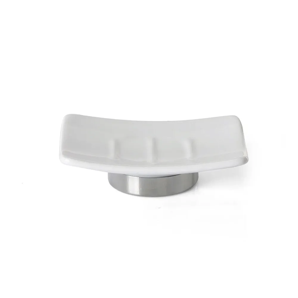 Jabonera de Pared Portasapone ceramica e Acciaio Inox Gedy serie Petunia - Bianco