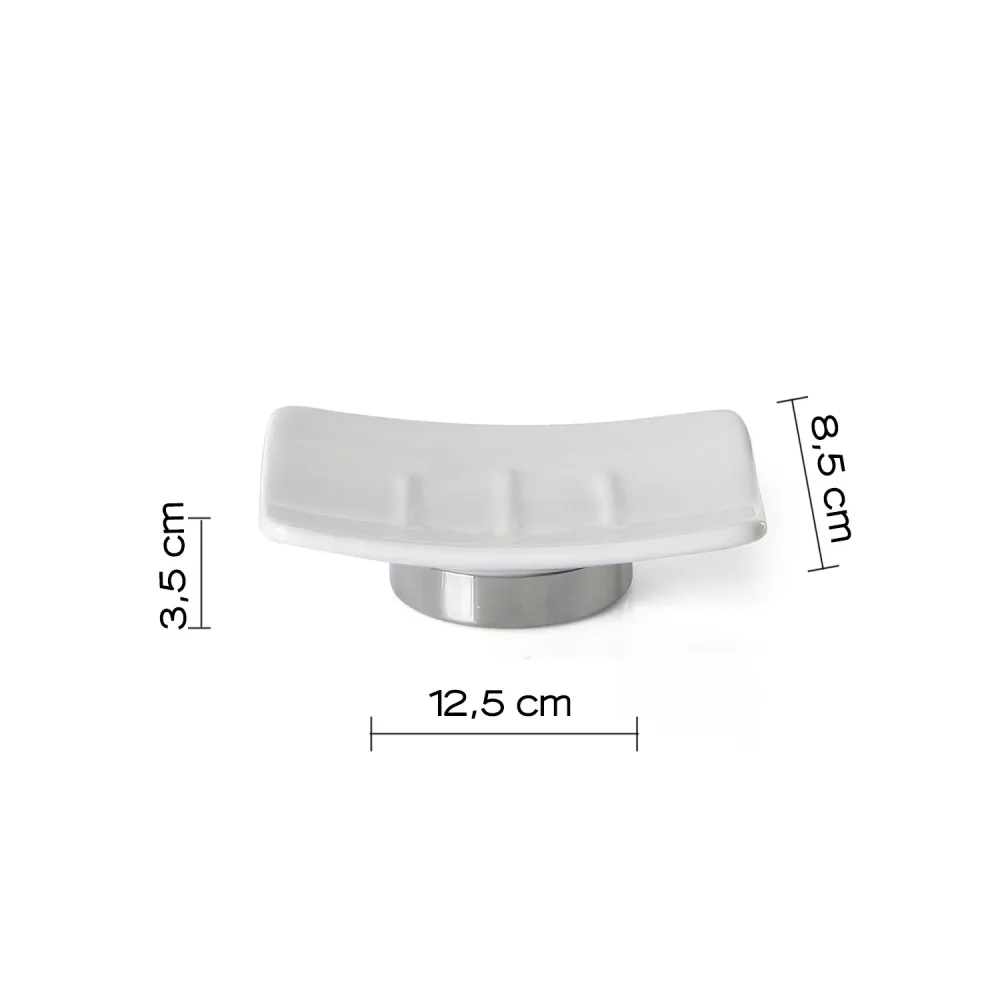 Jabonera de Pared Portasapone ceramica e Acciaio Inox Gedy serie Petunia - Bianco