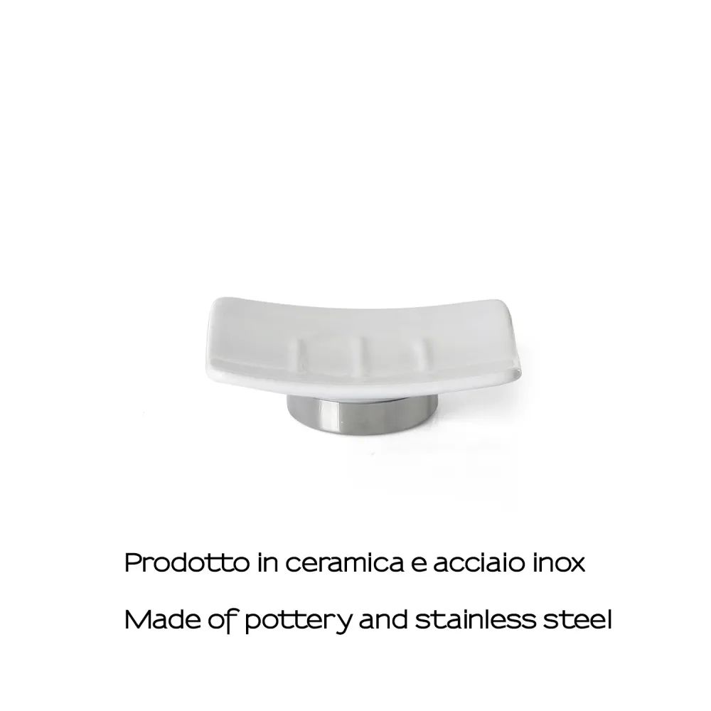 Jabonera de Pared Portasapone ceramica e Acciaio Inox Gedy serie Petunia - Bianco