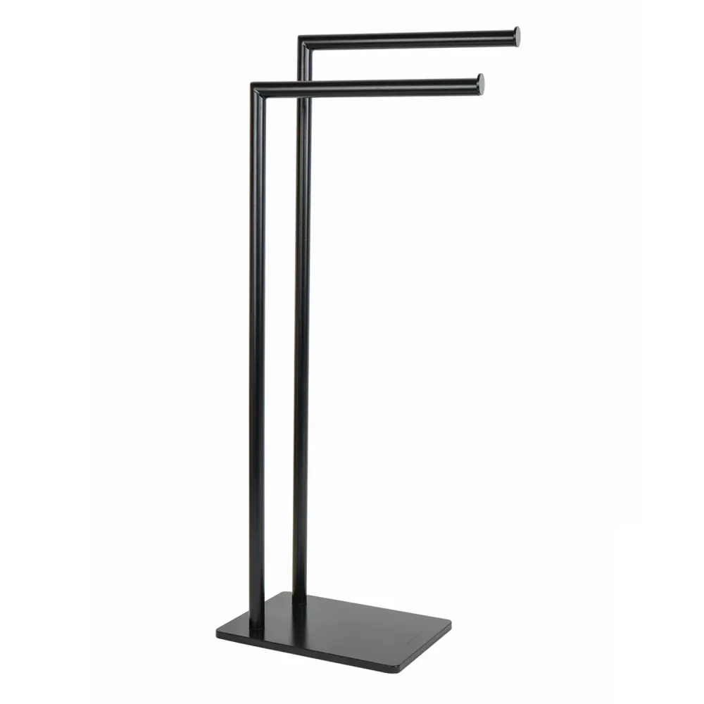 Piantana porta toallas Metaform modelo Zero en acero negro, vidrio y ABS - H78 cm