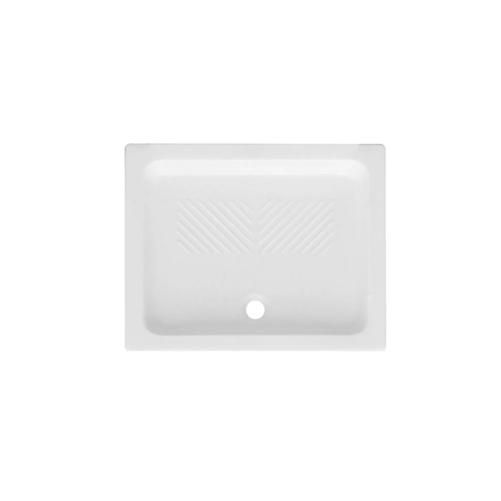 Piatto doccia rettangolare ceramica bianca cm 80x120 con antiscivolo integrato spessore cm 10