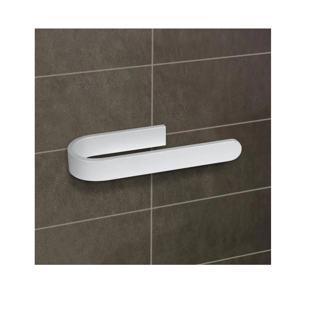 Porta asciugamani da incollo linea 'Materia' alluminio anodizzato - cm 22,8x7,6x3h - Koh-i-Noor - Bianco