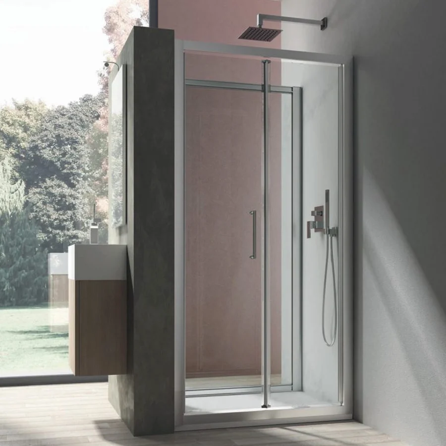 Porta doccia con apertura soffietto modello Minerva da 90 cm cristallo trasparente 6 mm