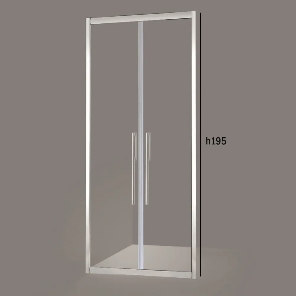 Porta doccia due ante battenti 95cm cristallo trasparente 6mm h195 profilo argento Made Italy