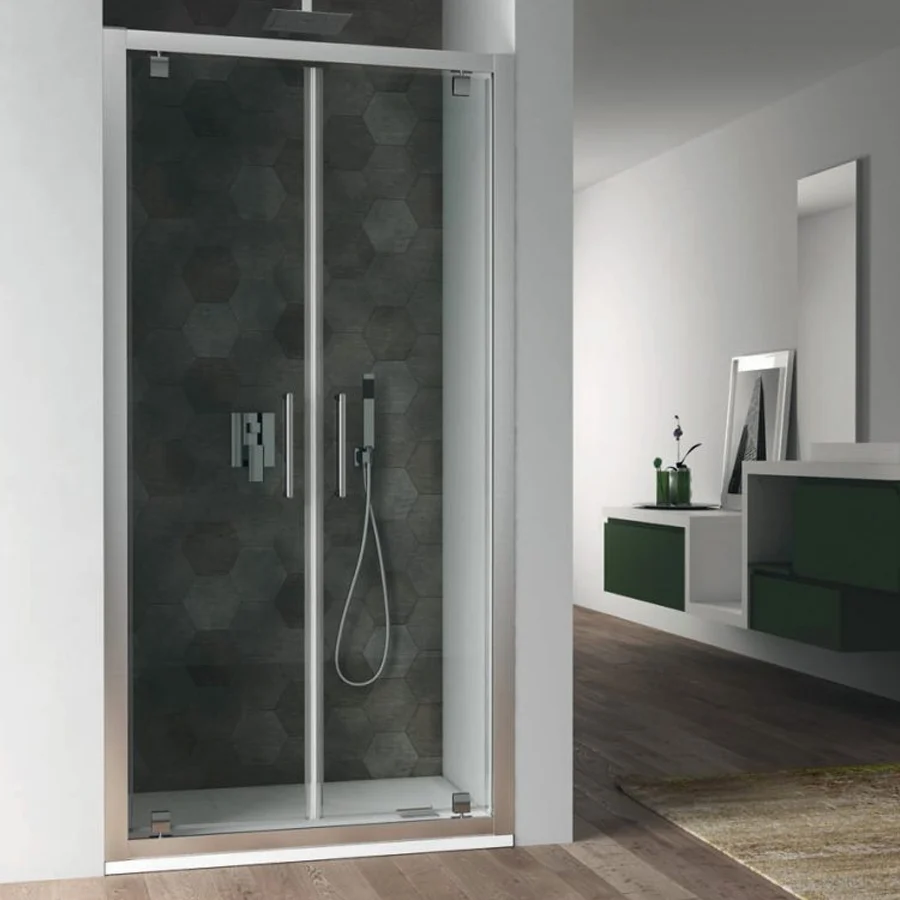 Porta doccia modello Minerva due battenti da 90 cm cristallo trasparente 6 mm