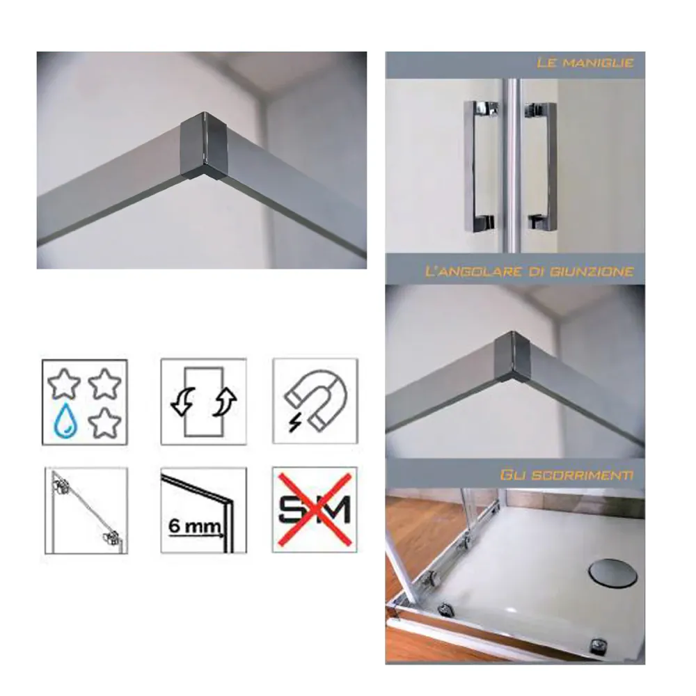 Porta doccia scorrevole da 150 cm vetro anticalcare Conectado Clean modello Iconic