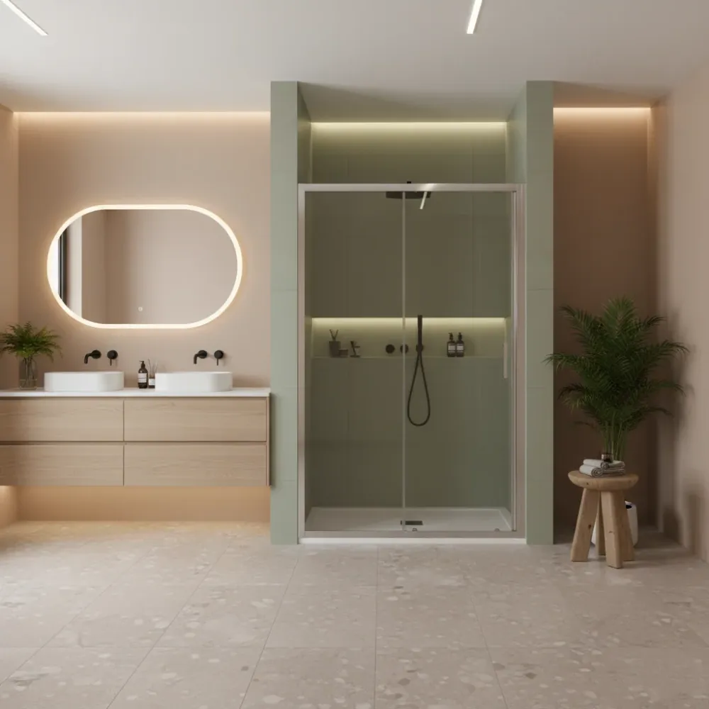 Porta doccia scorrevole da 160 cm vetro anticalcare Avanzado Clean modello Iconic