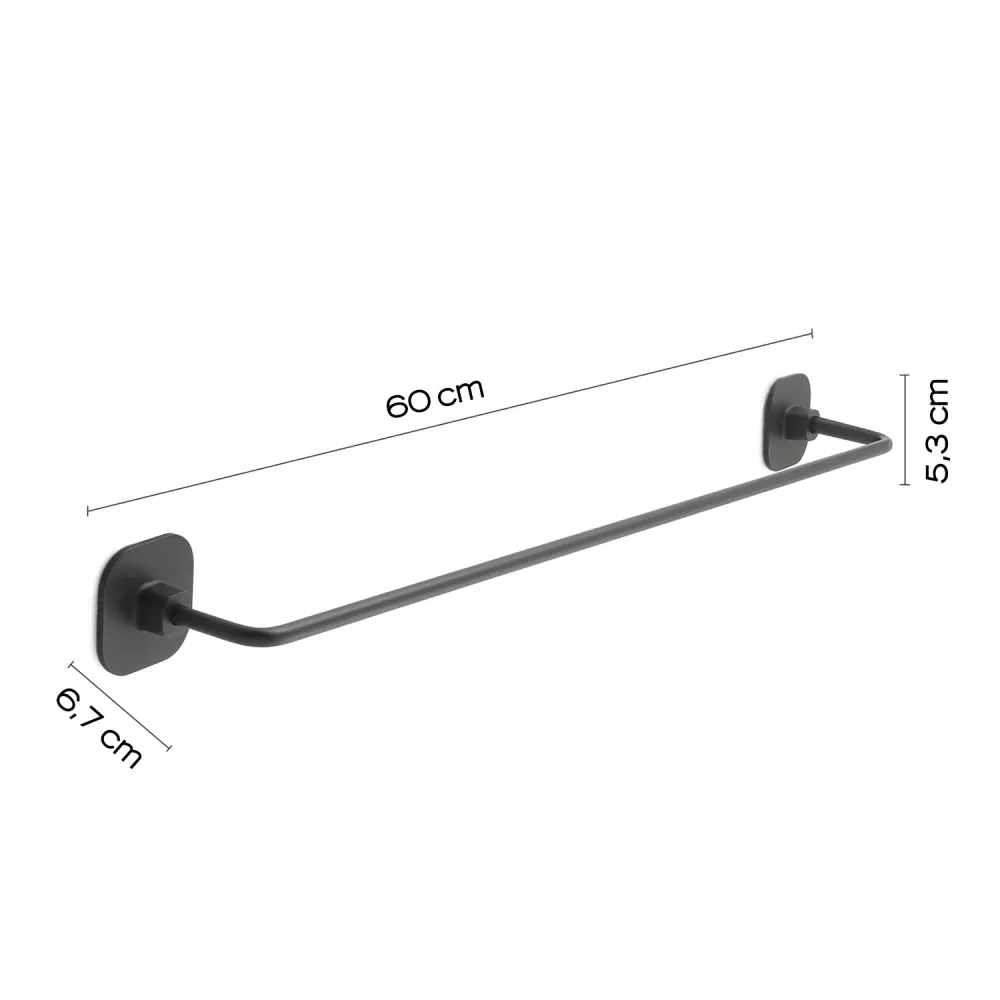Porta toallas 60 cm en acero inoxidable y cromall Teide de Gedy - Negro Mate para Baño Moderno