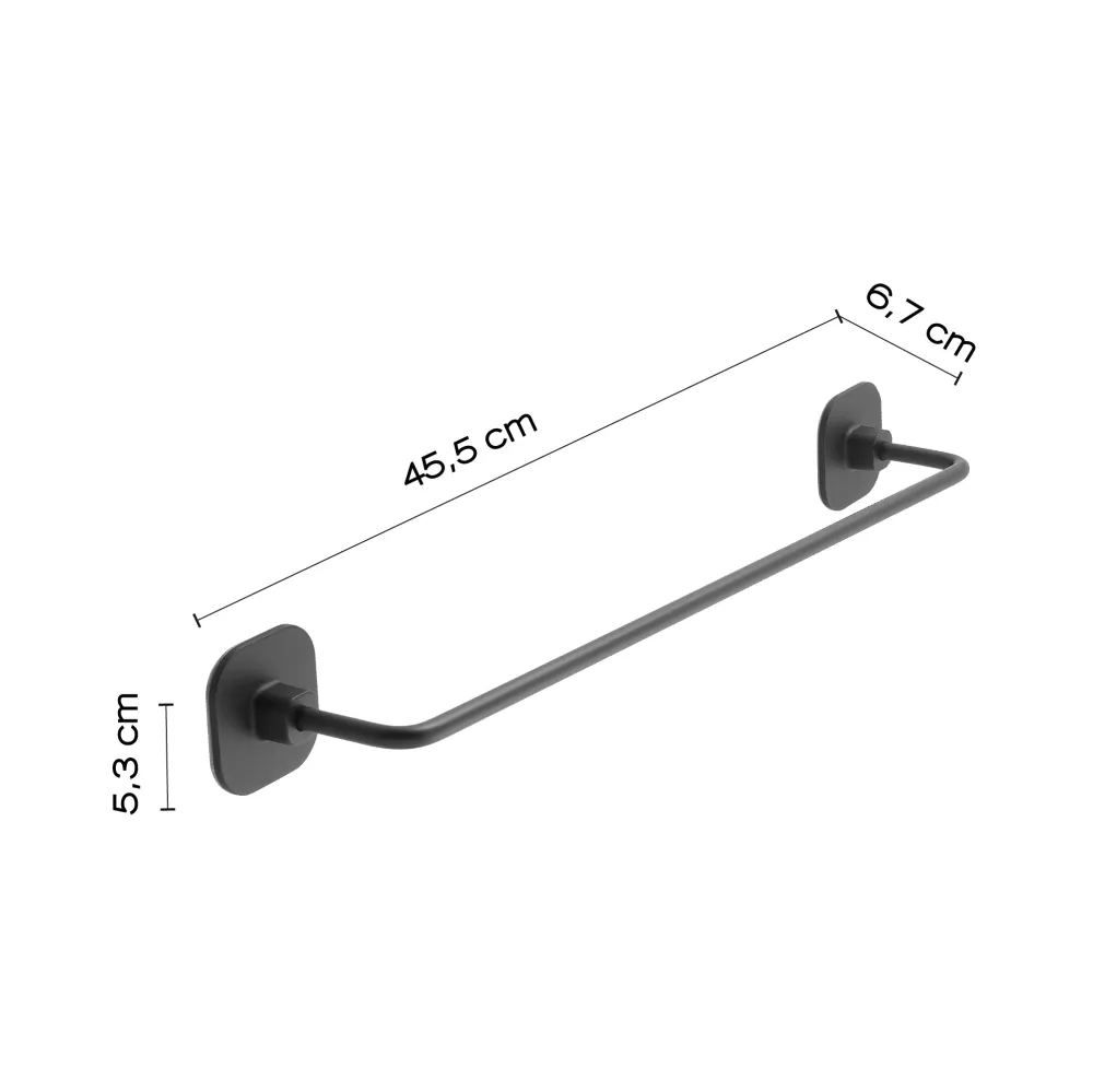 Porta toallas 45 cm en acero inoxidable y cromall Teide de Gedy - Negro Mate Acero Cromado