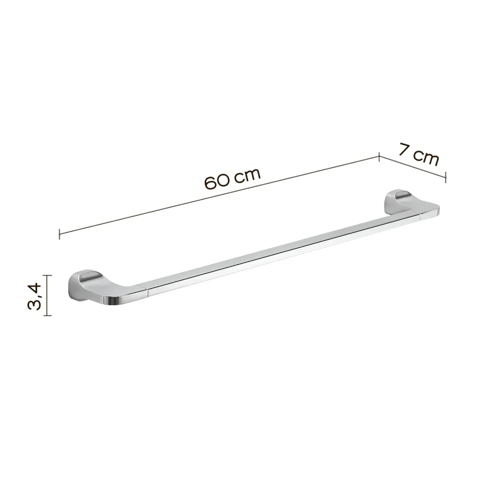 Porta toallas 60 cm en acero inoxidable Gedy serie Stelvio - Cromado Acero Cromado