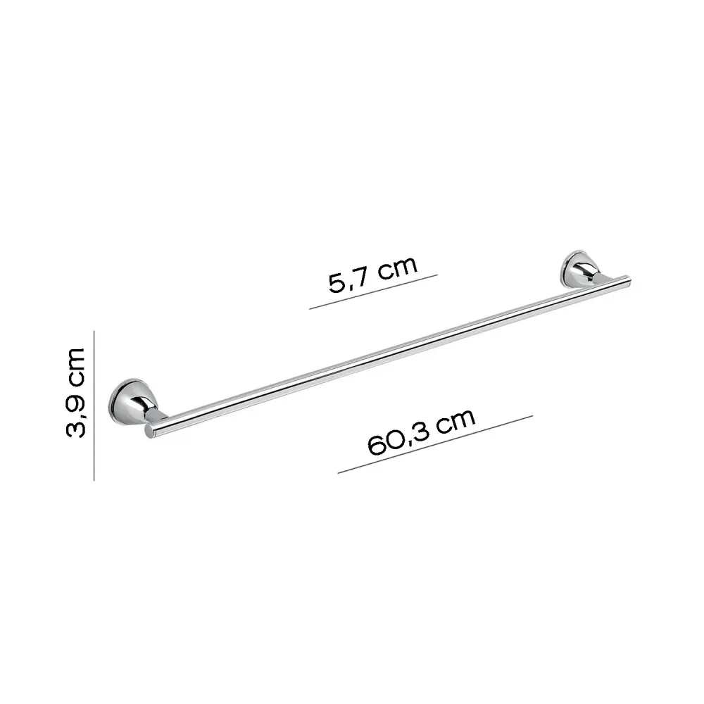 Porta toallas 60 cm en acero inoxidable Genziana de Gedy - Cromado (Resistente la Corrosión)