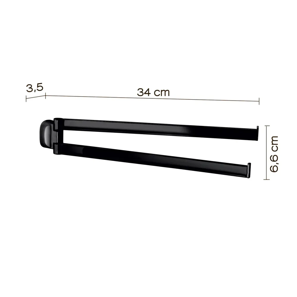 Porta toallas articulado en acero inoxidable Gedy serie Stelvio - negro mate para Renovación de Baño