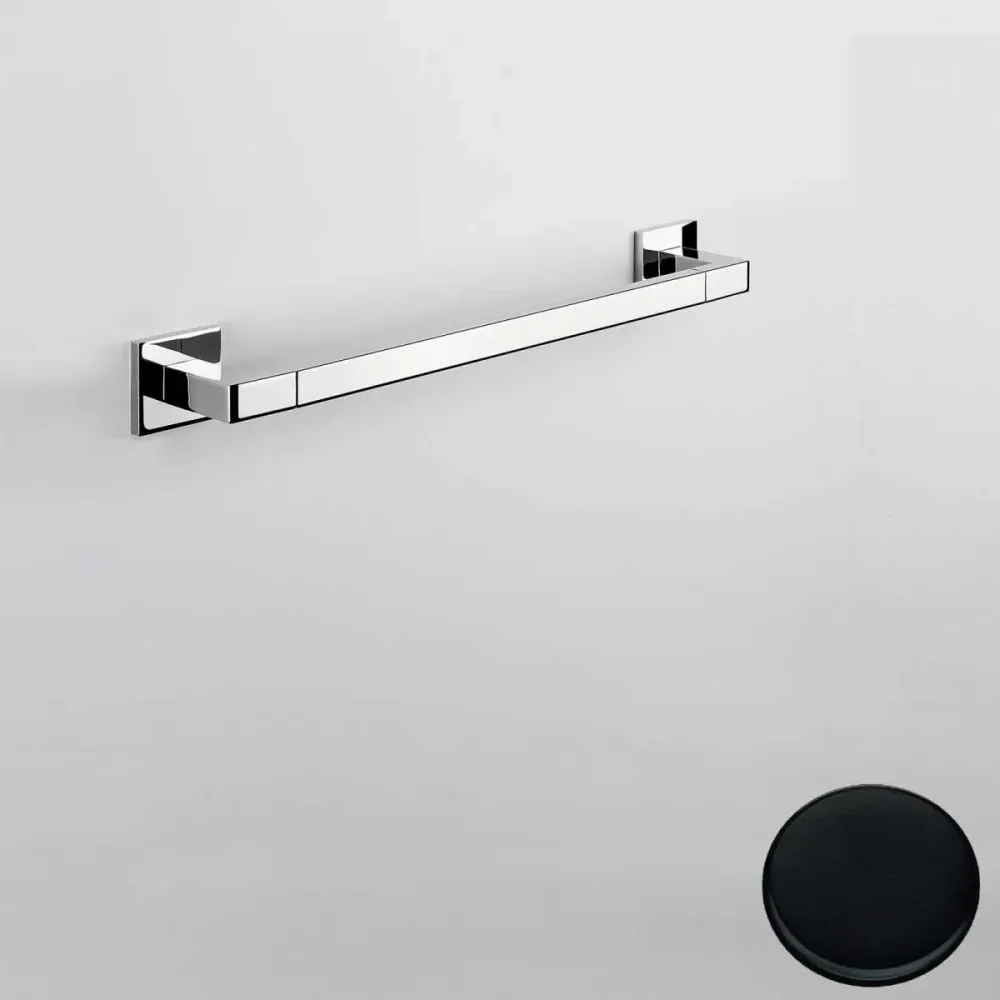 Porta toallas de baño de 69,5 cm de forma cuadrada Negro Mate Colombo Design colección BasicQ Con fijación con taco (Resis...