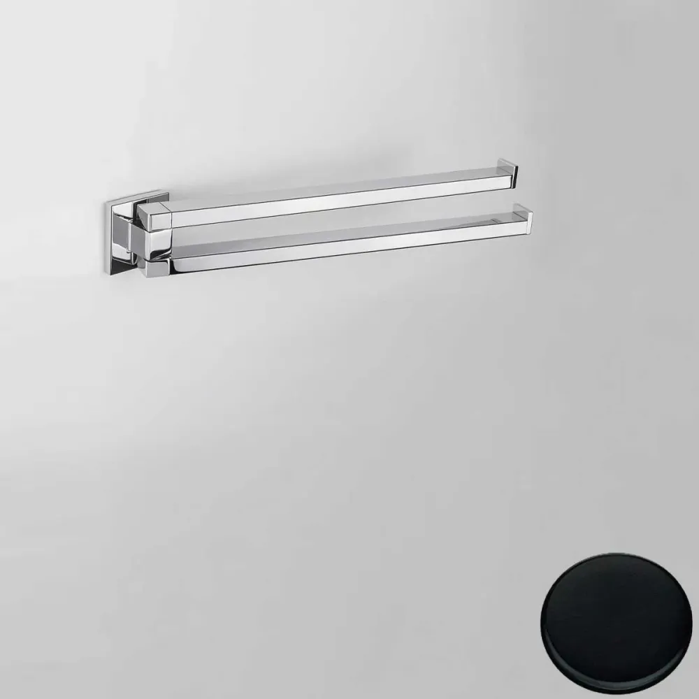 Porta toallas de baño con doble articulación de forma cuadrada Negro Mate Colombo Design colección BasicQ Con fijación con...