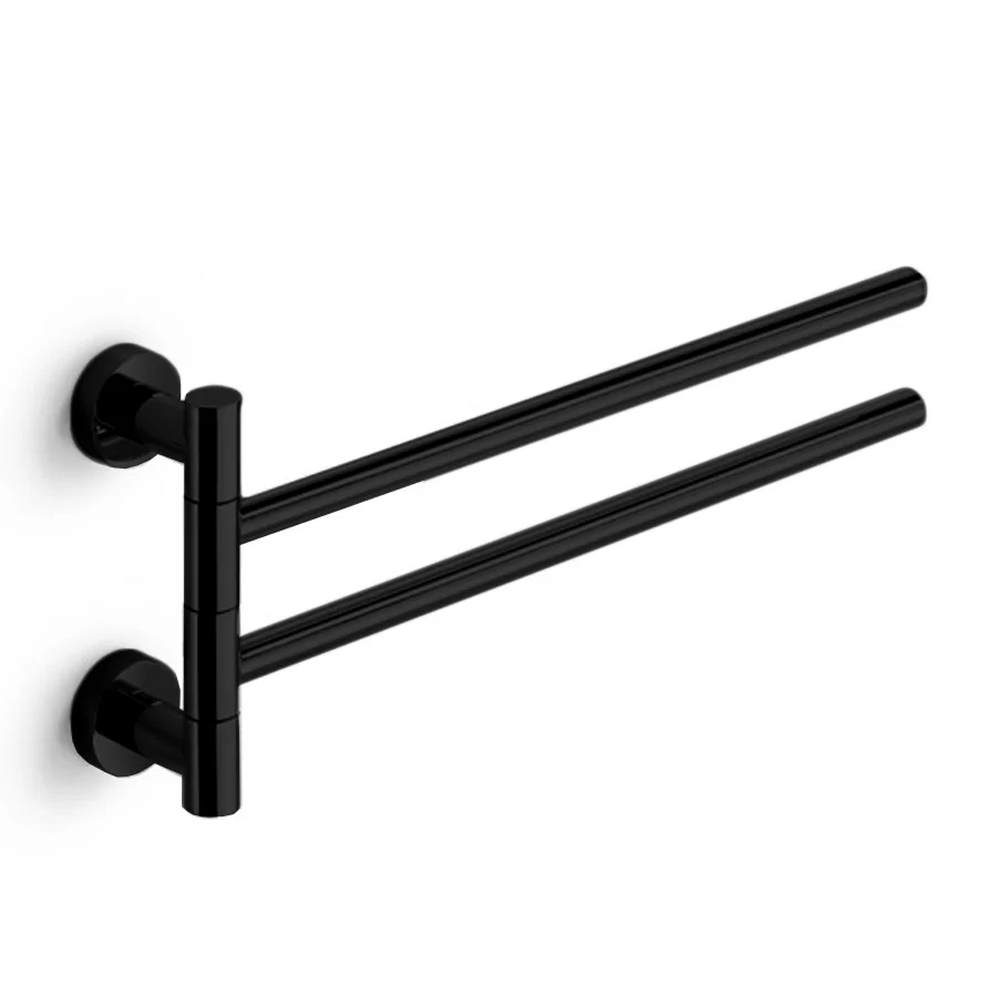 Porta toallas doble articulado Lineabeta colección Baketo en latón negro Acero Cromado
