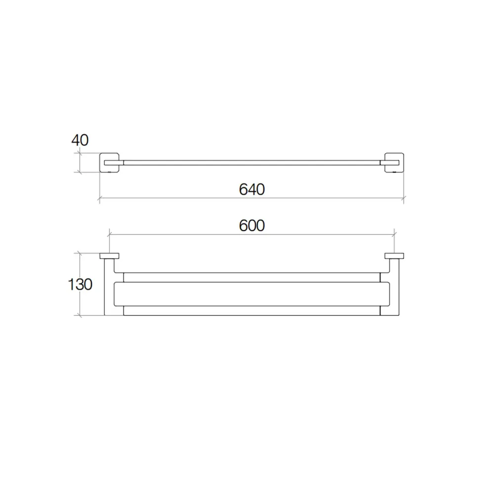 Porta toallas doble de latón para fijar la pared colección Dado de Lineabeta - Acero oro 640mm