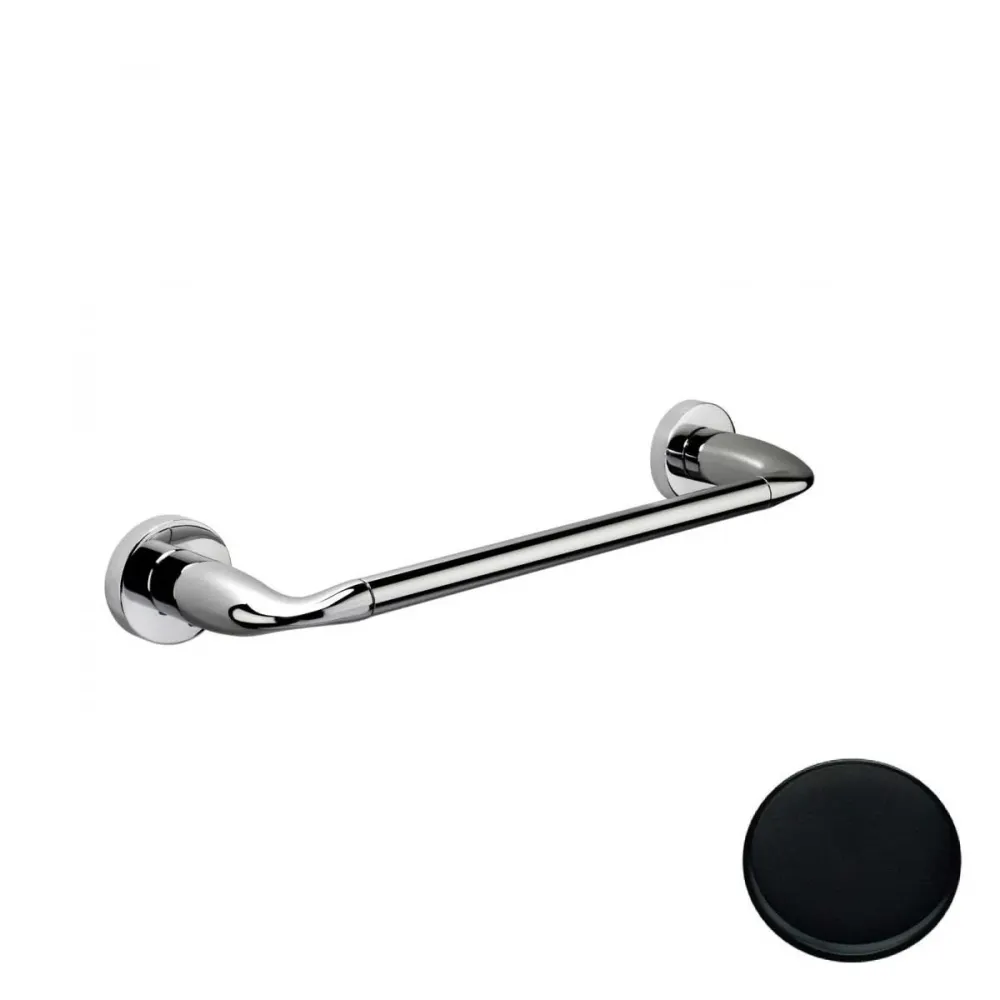 Porta toallas cm 64 Negro Mate Colombo Design colección Básica Con fijación con taco y con pegamento con kit no obligatorio