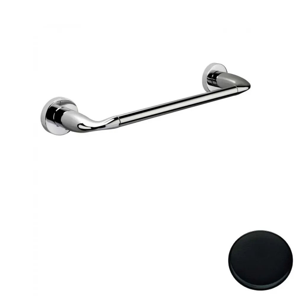 Porta toallas cm 46 Negro Mate Colombo Design colección Básica Con fijación con taco y con pegamento con kit facultativo