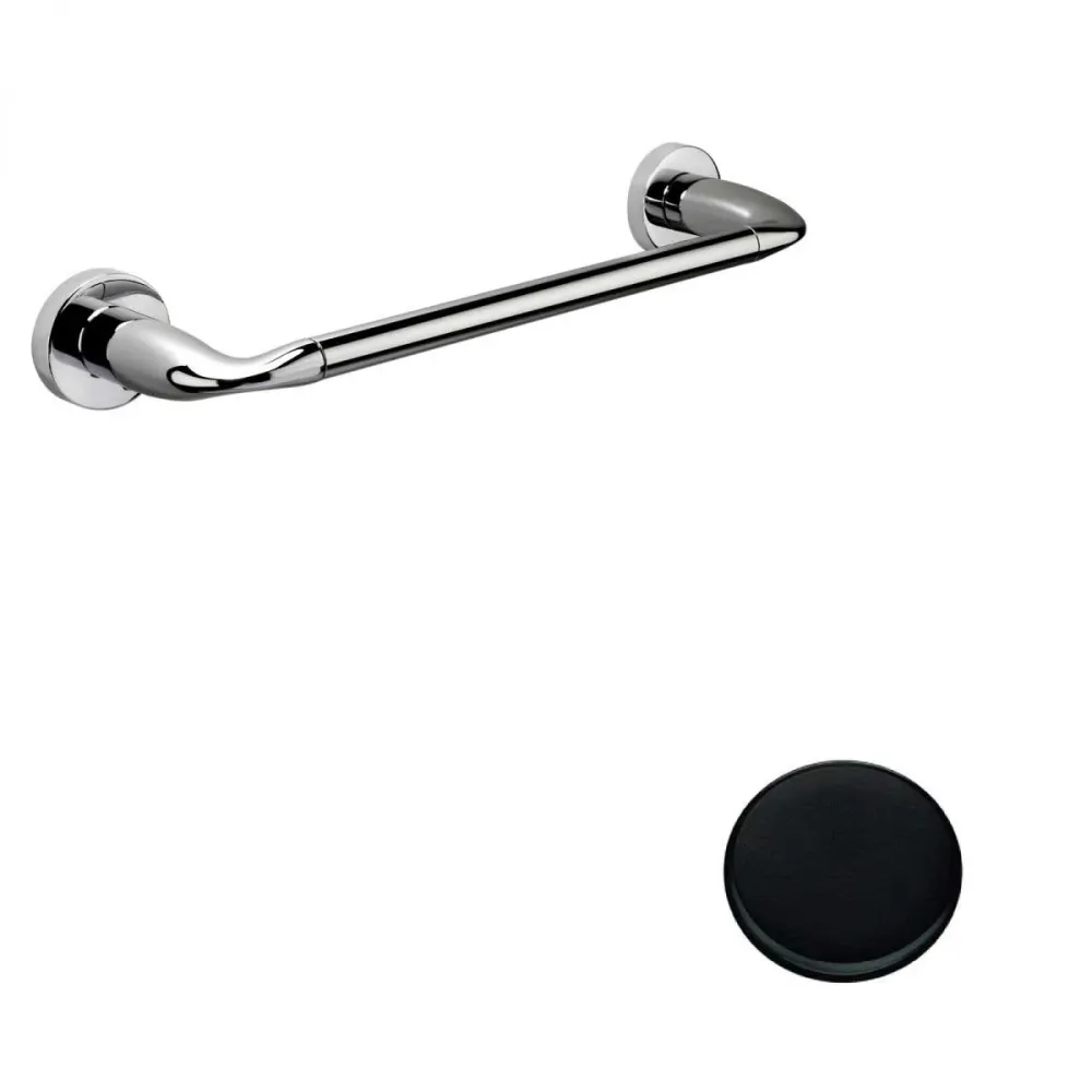 Porta toallas cm 31 Negro Mate Colombo Design colección Básica Con fijación con taco y con pegamento con kit no obligatorio