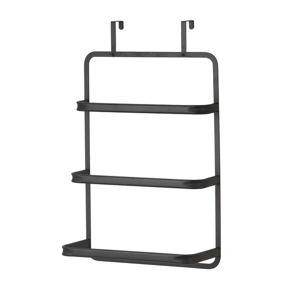 Porta toallas para puerta de ducha o pantalla en acero inoxidable - negro con Ventosa