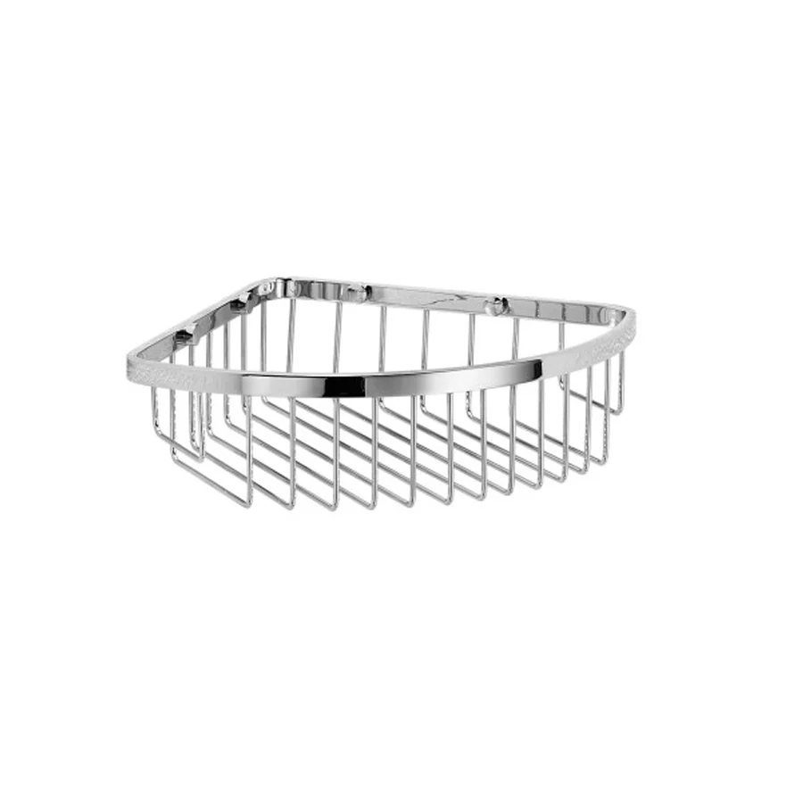 Portaoggetti angolare doccia grigliato ottone cromato Lineabeta collezione Filo - Raggio cm 22