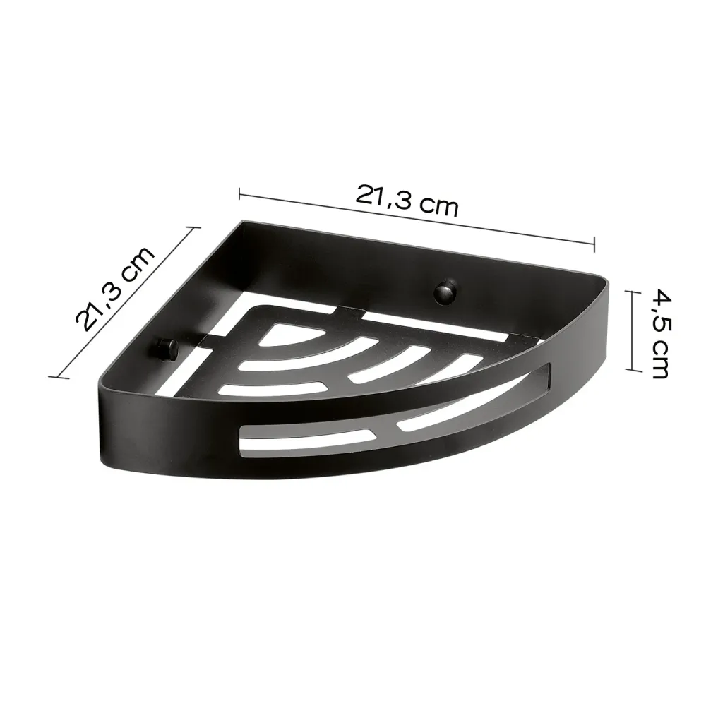 Portaoggetti doccia angolare Nerva di Gedy Acciaio Inox - Nero Matt