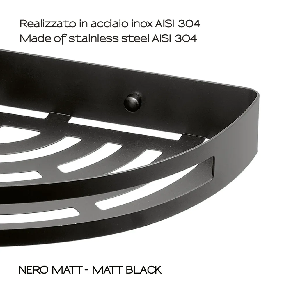 Portaoggetti doccia angolare Nerva di Gedy Acciaio Inox - Nero Matt