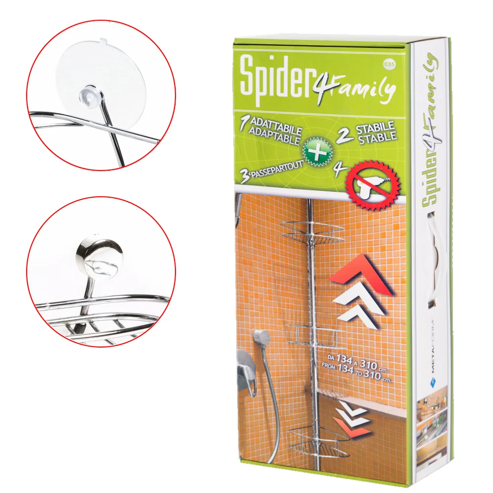 Portaoggetti doccia estensibile Metaform modello Spider 4 3 piani regolabili altezza
