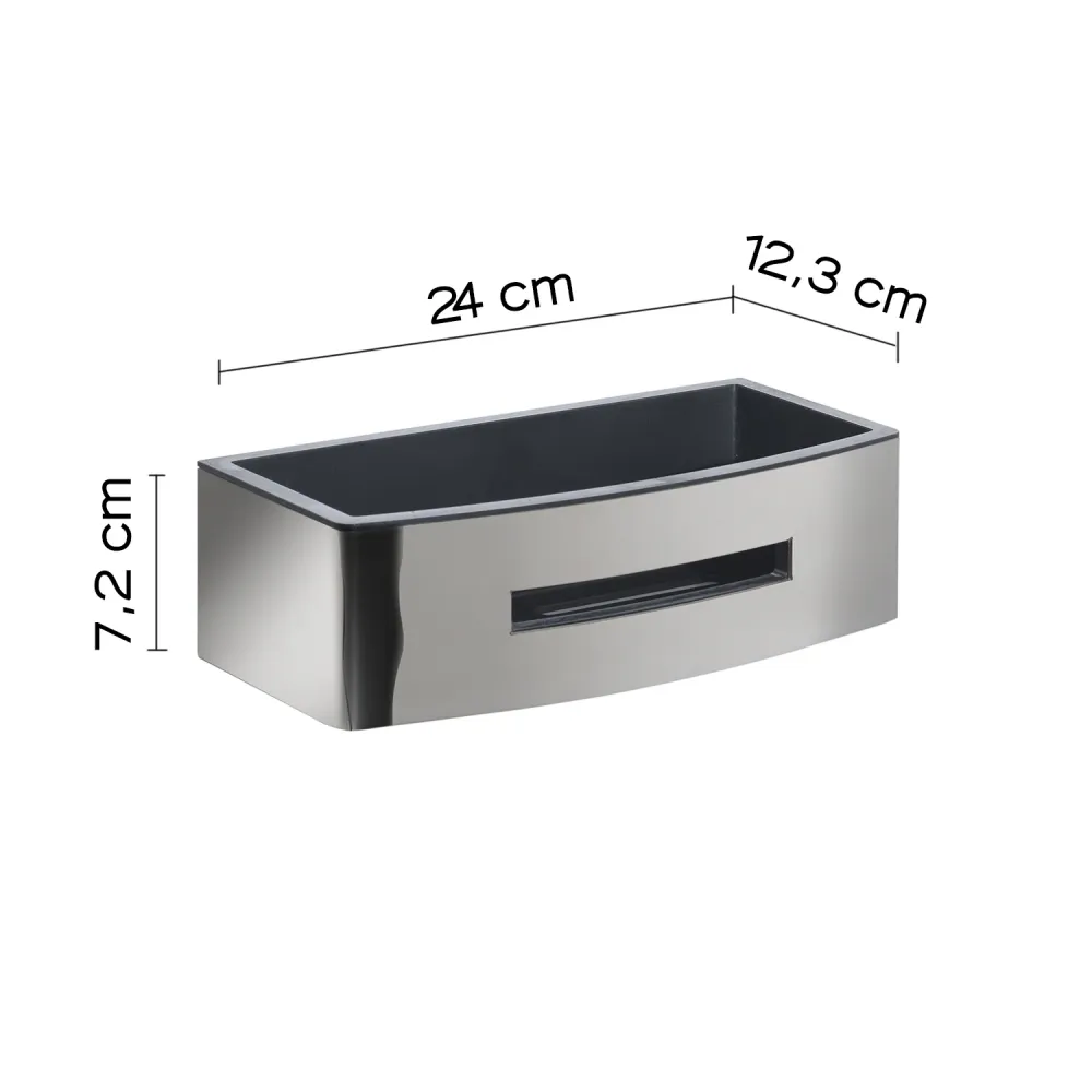 Portaoggetti rettangolare doccia modello Poseidon di Gedy Acciaio Inox - Nero/Lucido