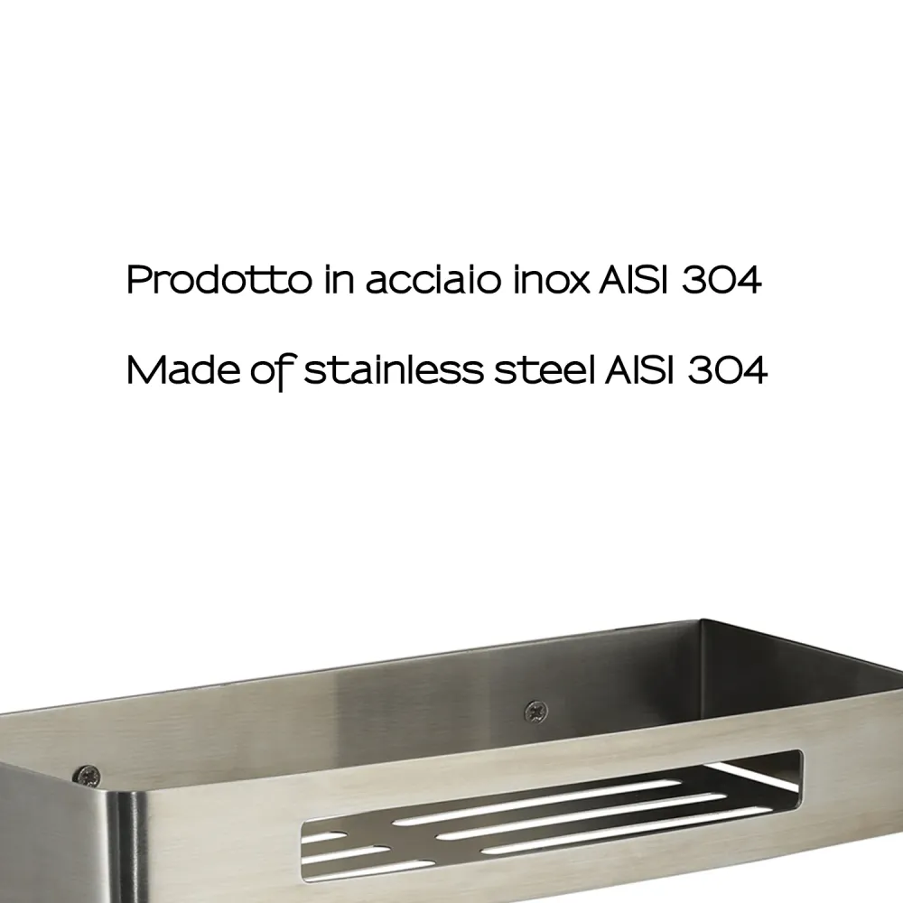 Portaoggetti rettangolare doccia Nerva di Gedy Acciaio Inox - Spazzolato para Ahorrar Espacio