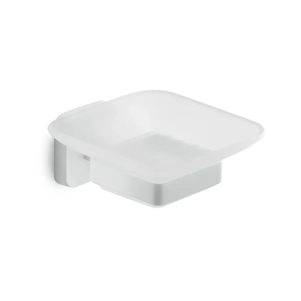 Portasapone Gedy modelo Tonga 10.3x11.6xH5 cm - Blanco Mate Acero Cromado