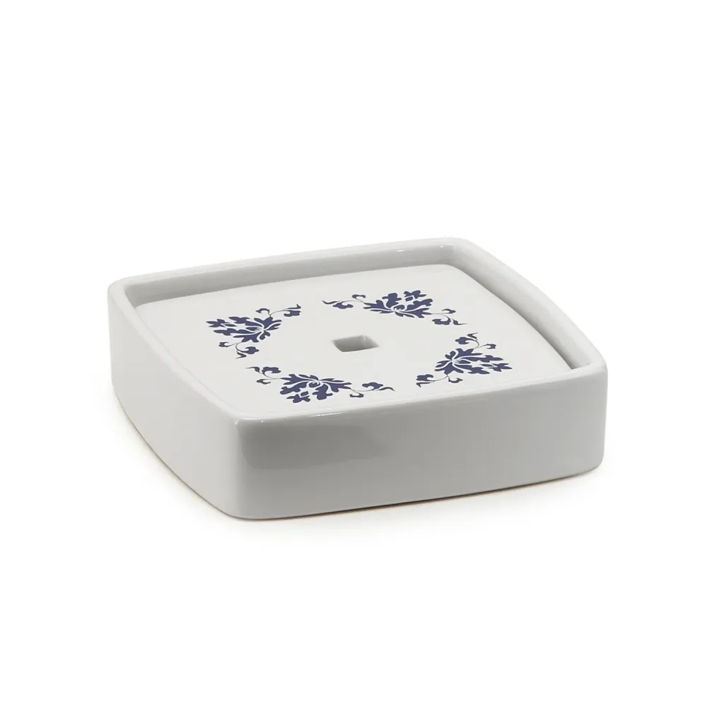 Portasapone porcellana Gedy serie Cixi - Bianco/Blu para Baño Moderno