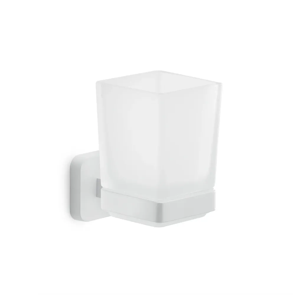 Portaspazzolini Gedy modello Tonga 6.4x9.7x10.5H - Bianco Matt