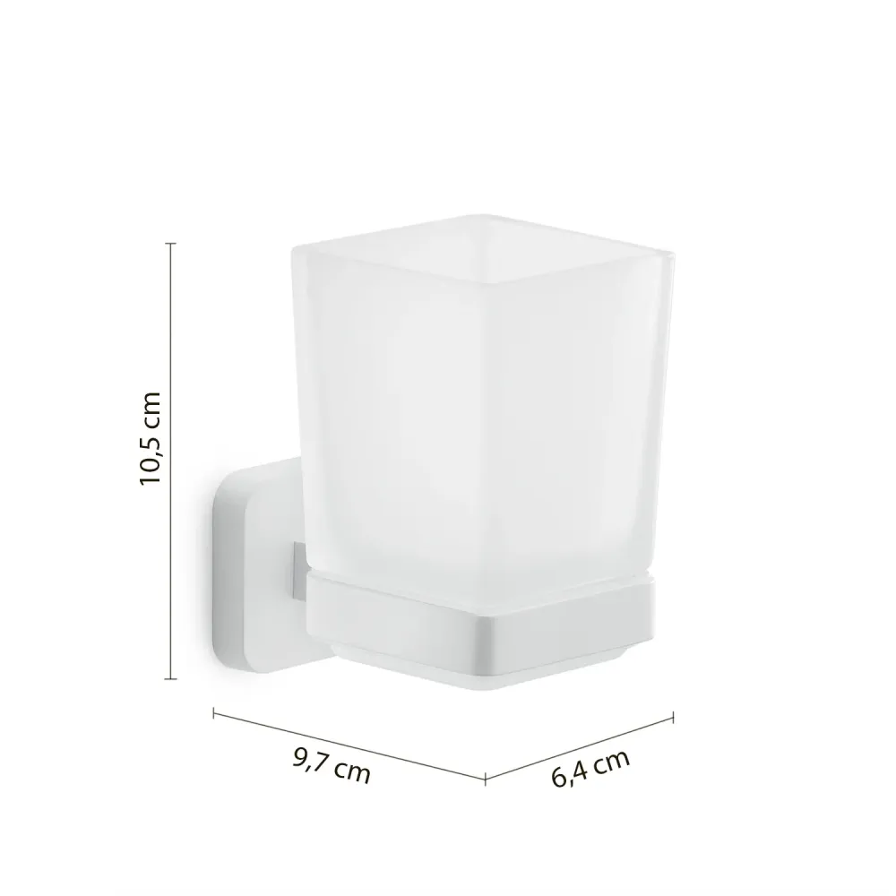 Portaspazzolini Gedy modello Tonga 6.4x9.7x10.5H - Bianco Matt