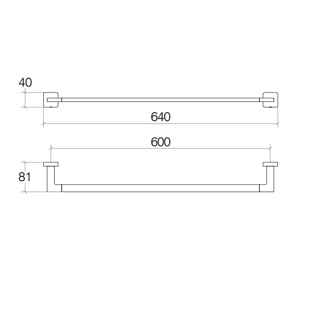 Premium de Lujo Porta toallas de latón para fijar la pared colección Dado de Lineabeta - Metálico negro mate 640mm